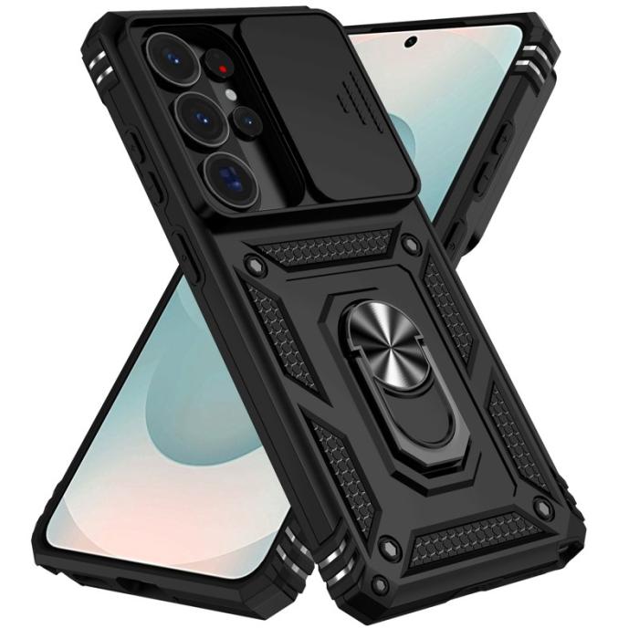 OEM - Mobilskal till Samsung Galaxy S26 Ultra Plast med Linsskydd Ställ - Svart