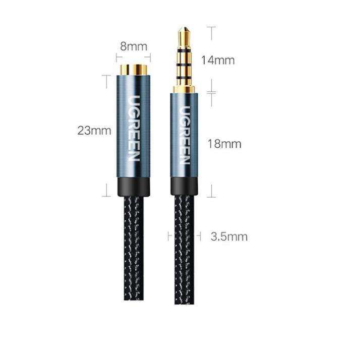 Ugreen - Ugreen Adapter Kabel Extension AUX Minijack 3.5 mm 1.5m - Blå