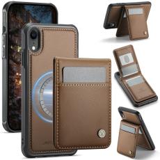 JEEHOOD - JEEHOOD J06 iPhone XR Fodral MagSafe Konstl&auml;der brun med kortficka