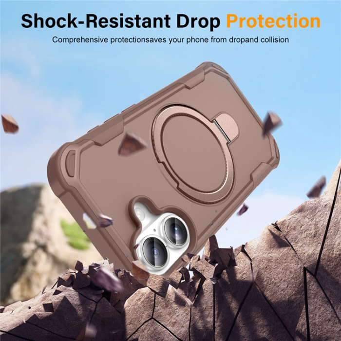 A-One Brand - iPhone 17 Mobilskal MagSafe TPU+PC Kickstand Shockproof - Guld