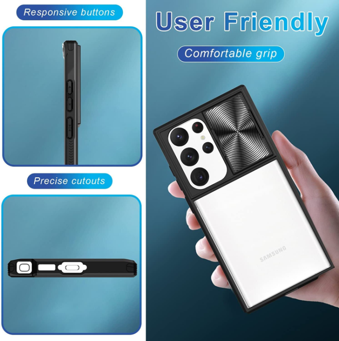 OEM - Galaxy S22 Ultra Mobilskal Kamera Slider - Svart