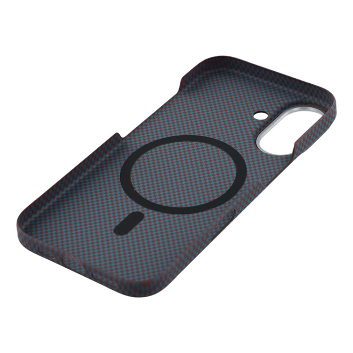 A-One Brand - iPhone 17 Mobilskal MagSafe Carbon Fiber - Mörkblå/Vinröd