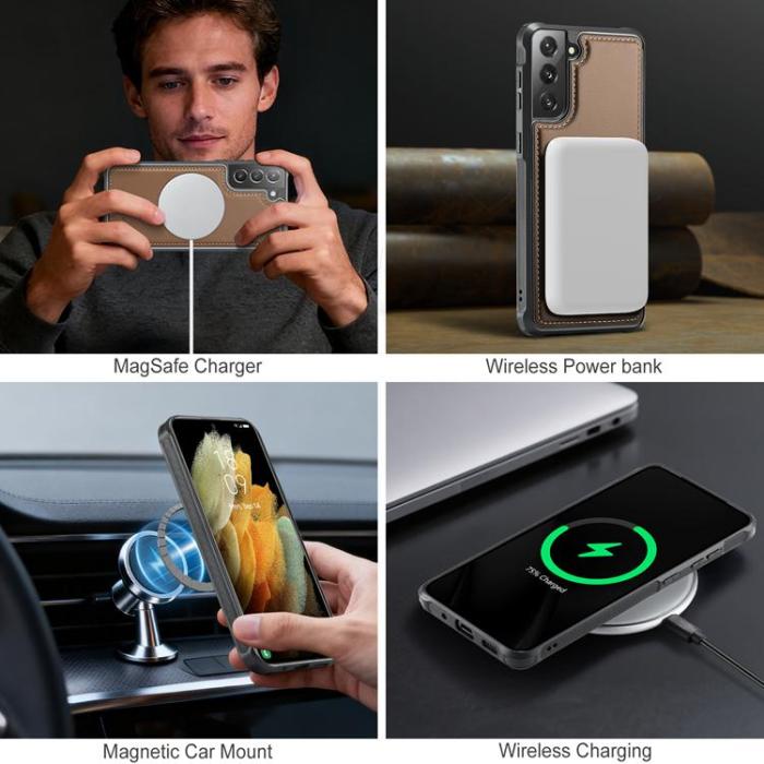 OEM - JEEHOOD Samsung Galaxy S21 5G Fodral KonstLäder - Brun