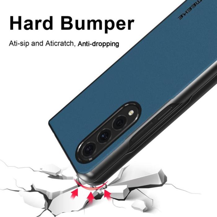 LC.imeeke - LC.IMEEKE Galaxy Z Fold 4 Skal TPU-ram Läder - Blå