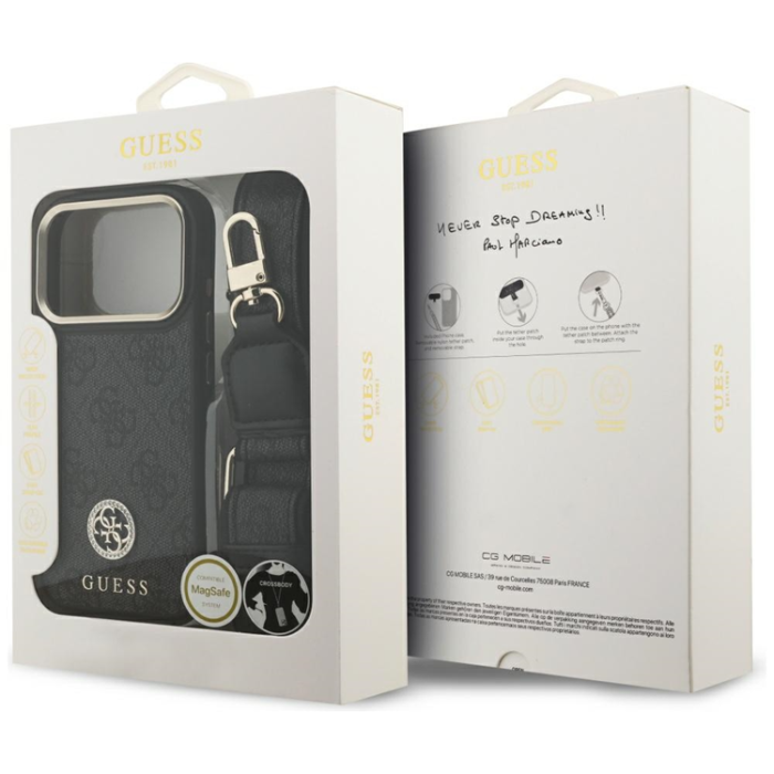 Guess - Guess iPhone 17 Pro Mobilskal MagSafe 4G Strass Logo & Big Strap