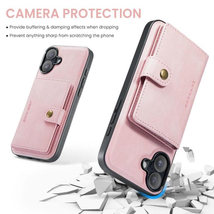 OEM - JEEHOOD iPhone 17 Mobilskal KonstLäder + Plast Avtagbar - Rosa