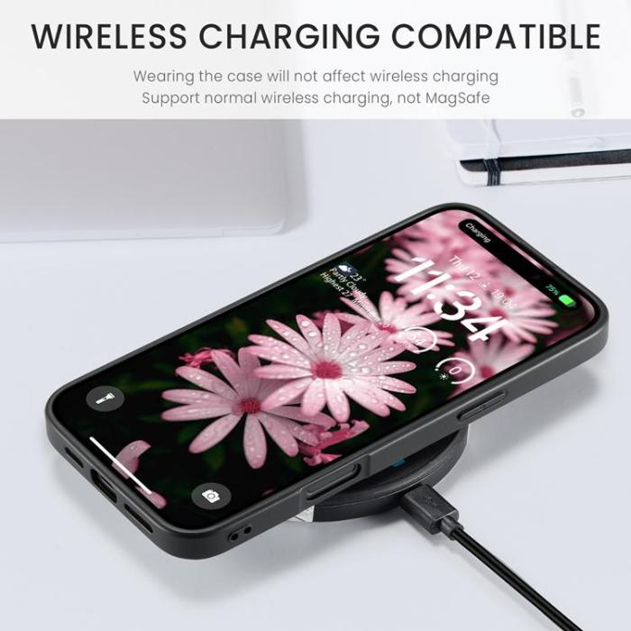 OEM - JEEHOOD iPhone 17 Mobilskal KonstLäder + Plast Avtagbar - Rosa