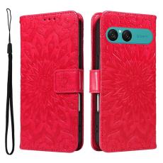 A-One Brand - Sony Xperia 10 VII Plånboksfodral Sunflower Imprinted - Röd