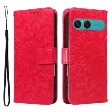 A-One Brand - Sony Xperia 10 VII Plånboksfodral Sunflower Imprinted - Röd