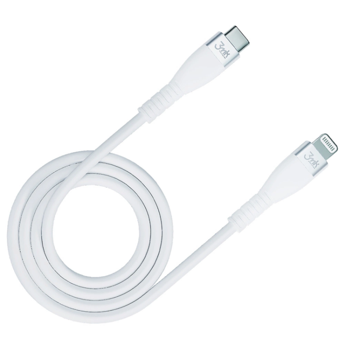 3MK - 3mK USB-C till Lightning kabel 20W 1m HyperSilikon - Vit