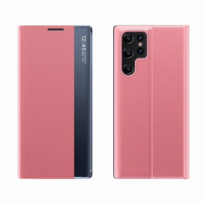 OEM - Galaxy S24 FE Fodral Sleep View med Flap - Rosa