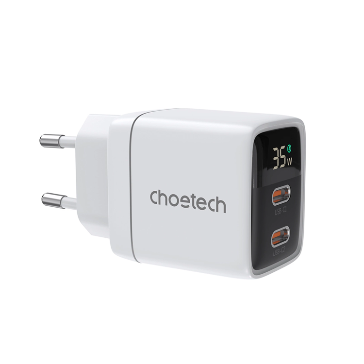 Choetech Väggladdare 35W GaN 2xUSB-C - Vit | 505295 | AlltMobil