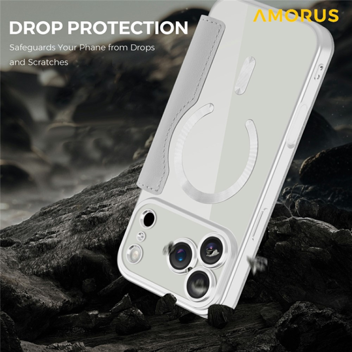 Amorus - AMORUS iPhone 17 Pro Max Plånboksfodral MagSafe RFID - Titangrå