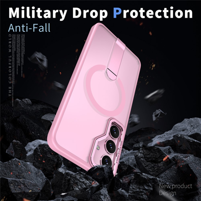 A-One Brand - Galaxy S25/S24 Mobilskal MagSafe Kickstativ Acrylic - Rosa
