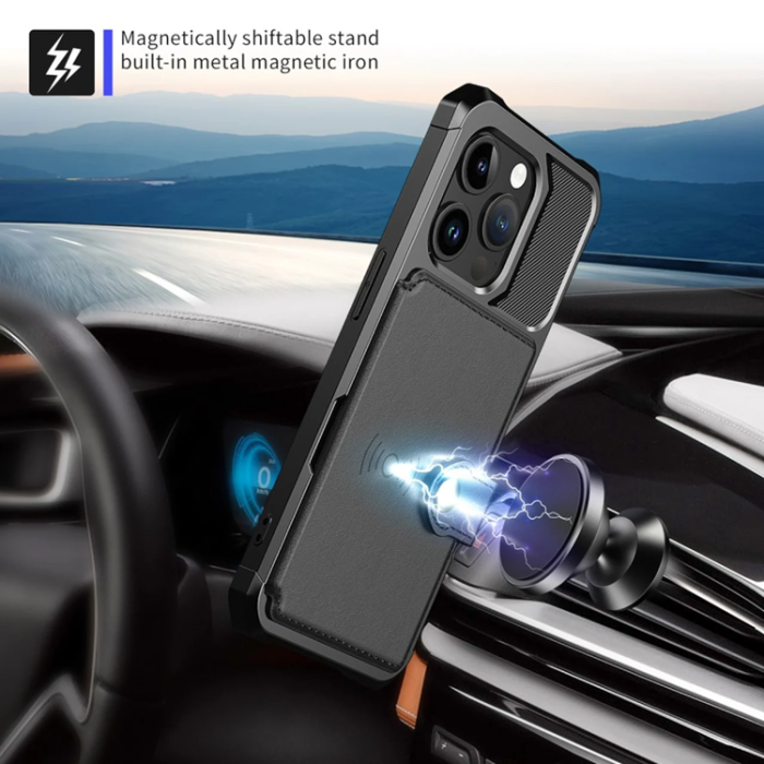 OEM - iPhone 13 Pro Max Mobilskal Korthållare TPU - Svart