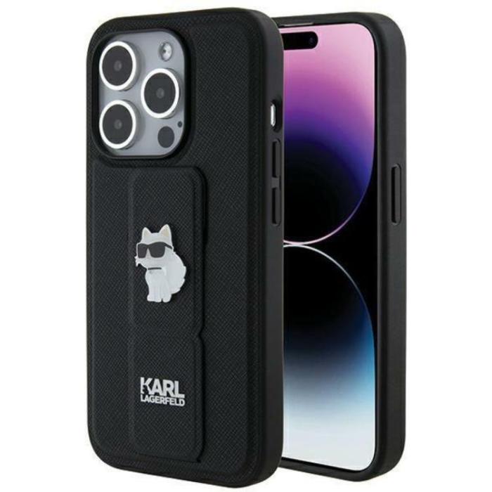 KARL LAGERFELD - Karl Lagerfeld iPhone 14 Pro Max Mobilskal Gripstand Saffiano Choupette Pins