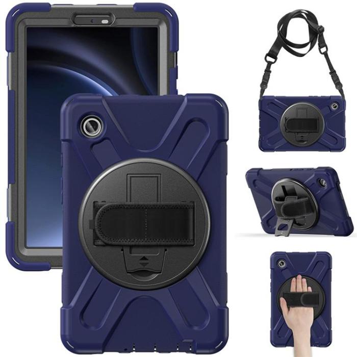 A-One Brand - Galaxy Tab A9 Skal Kickstand Handrem Med Axelrem - Marinblå