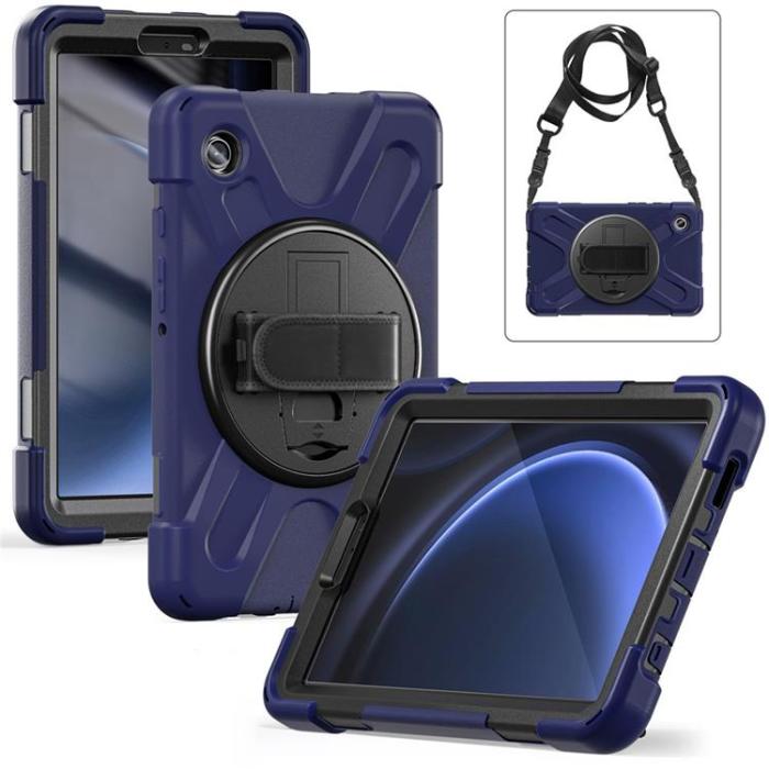 A-One Brand - Galaxy Tab A9 Skal Kickstand Handrem Med Axelrem - Marinblå