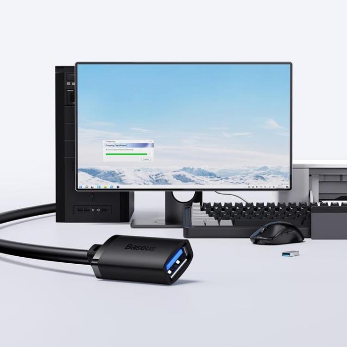 BASEUS - Baseus AirJoy Förlängning USB 3.0 Kabel 1m - Svart