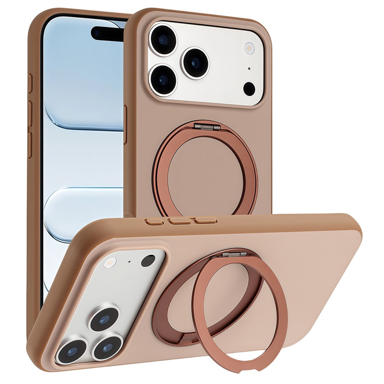 iPhone 17 Pro Max Mobilskal MagSafe Rotary Kickstand Skin Touch - Guld (Ökenguld) | 2353 | AlltMobil