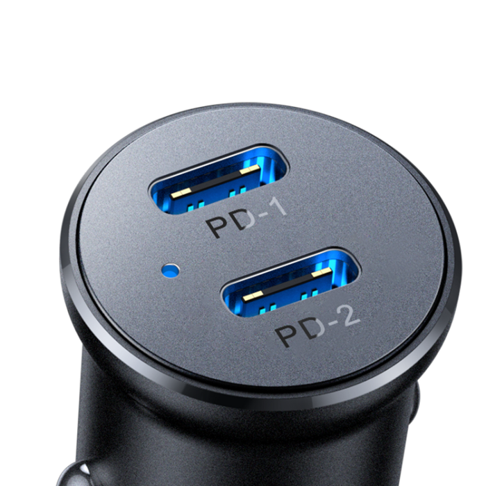 Joyroom - Joyroom Mini Metall Billaddare 30W 2x USB-C - Svart