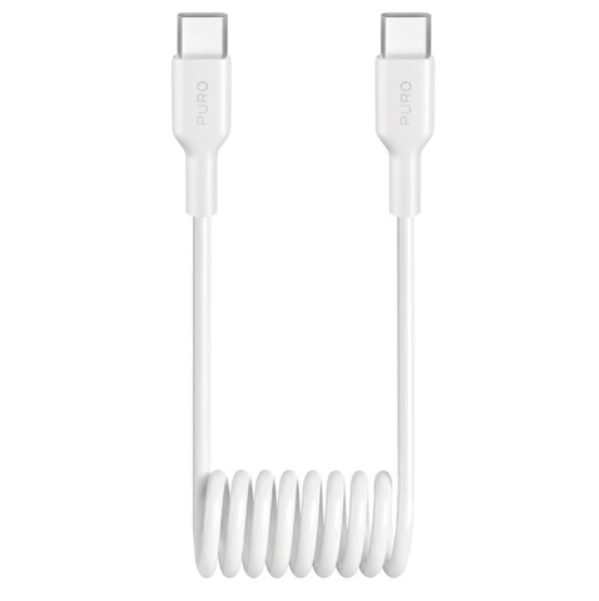Puro USB-C - USB-C 25W Kabel 1m Spiral - Vit | 3541 | AlltMobil