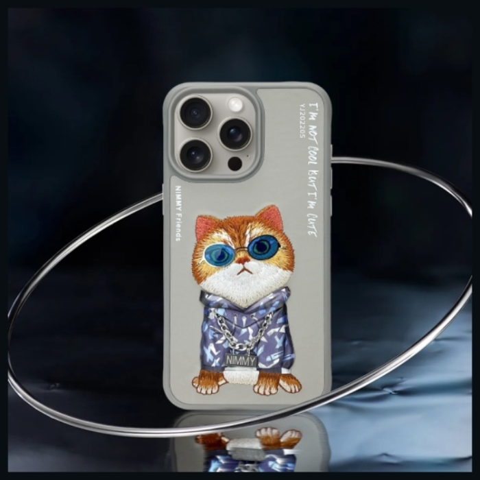 NIMMY - Nimmy iPhone 15 Pro Mobilskal Glasses Cool Cat - Grå