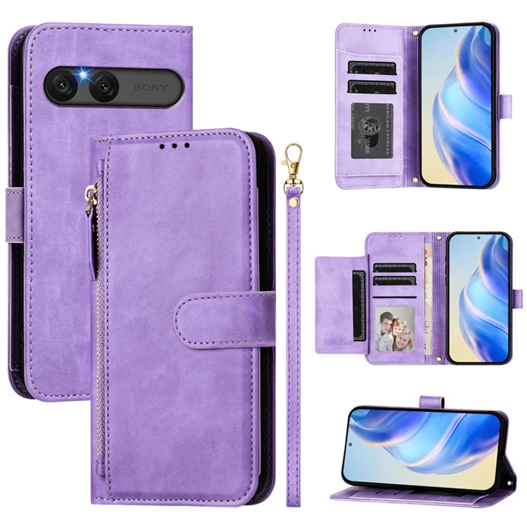 Sony Xperia 10 VII Plånboksfodral Zipper Pocket - Lila | 2353 | AlltMobil