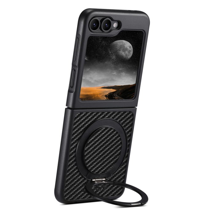 SUTENI - Suteni Galaxy Z Flip 5 Mobilskal MagSafe Carbon Fiber - Svart