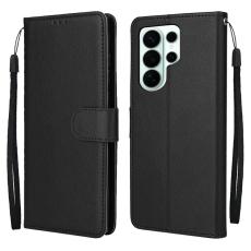 OEM - Samsung Galaxy S26 Ultra Pl&aring;nboksfodral St&auml;ll Konstl&auml;der - Svart
