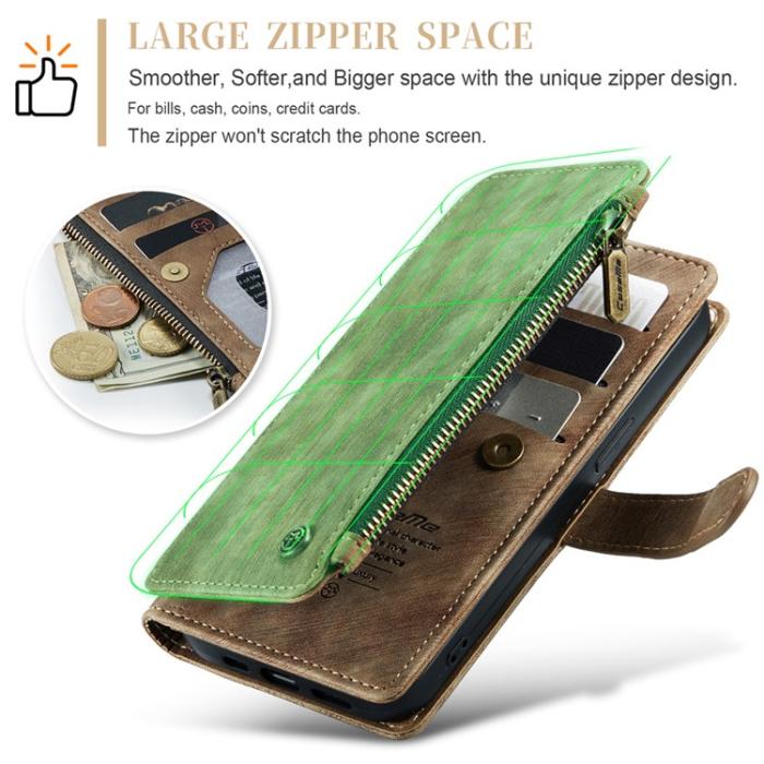 Caseme - CASEME iPhone 15 Plus Plånboksfodral C30 Zipper - Brun