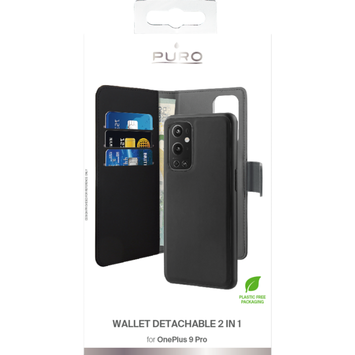 UTGATT1 - Puro – Detachable Plånboksfodral OnePlus 9 Pro - Svart