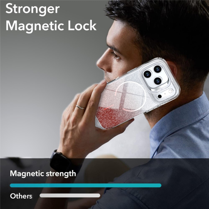 A-One Brand - iPhone 17 Pro Mobilskal MagSafe Shockproof Glitter Gradient - Orange