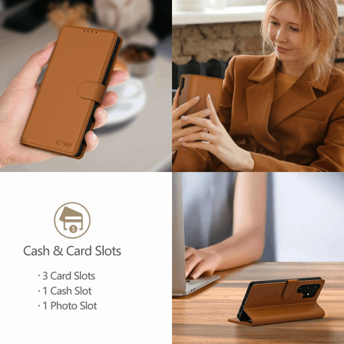 Tech-Protect - Tech-Protect iPhone 16e Plånboksfodral - Saddle Brun