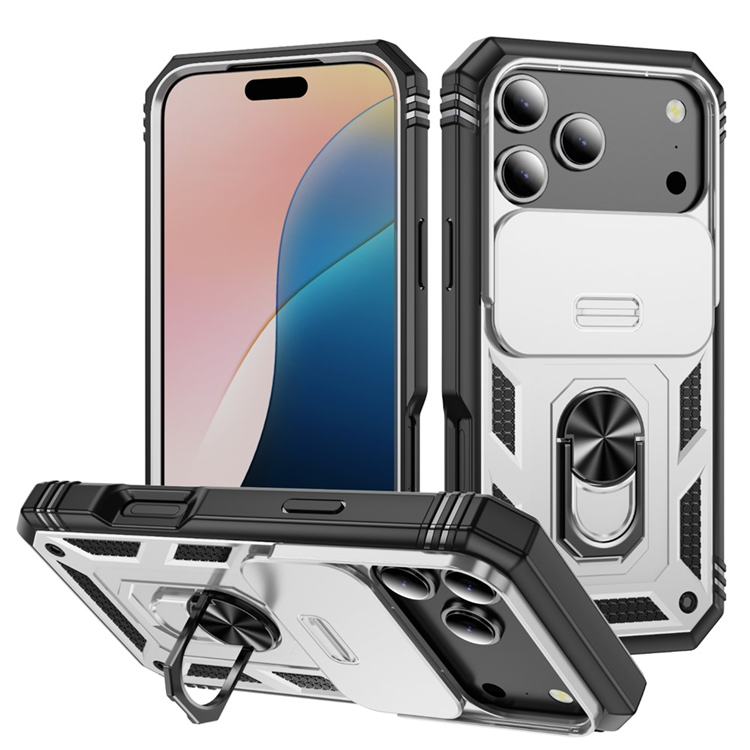 iPhone 17 Pro Mobilskal Slide Camshield Kickstand - Vit | 2353 | AlltMobil
