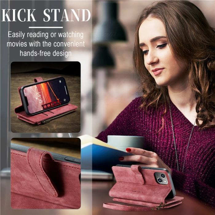 Caseme - CASEME iPhone 15 Plus Plånboksfodral C30 Zipper - Röd
