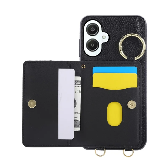A-One Brand - Galaxy A06 4G/5G Mobilskal Korthållare Kickstand Rhombus - Svart