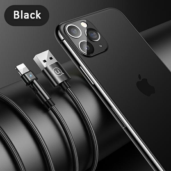 USAMS U60 Lightning Kabel flätad roterbar 1 m SJ476USB01 - Svart