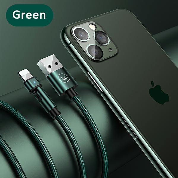 USAMS U60 Lightning Kabel flätad roterbar 1 m SJ476USB02 - Grön