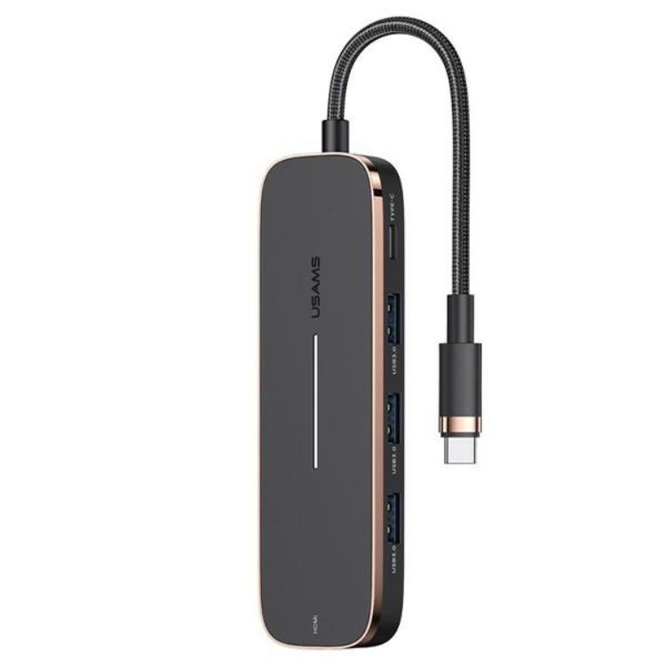 USAMS Adapter Hubb 3xUSB-A USB-C HDMI - Svart | 3541 | AlltMobil
