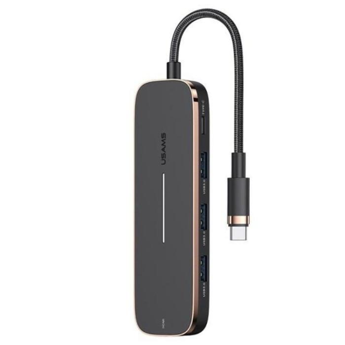 USAMS - USAMS Adapter Hubb 3xUSB-A USB-C, HDMI - Svart