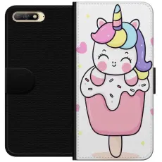 Gustaf - Pl&aring;nboksfodral till Huawei Y6 (2018) med Glad enh&ouml;rning