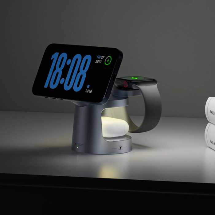 Tech-Protect - Tech-Portect Qi2 MagSafe Trådlös Laddare iPhone/Apple Watch/AirPods - Mörkgrå