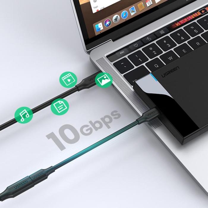 Ugreen - Ugreen Förlängning Kabel USB-C Hane Till USB-C Hona 100W 1m - Svart