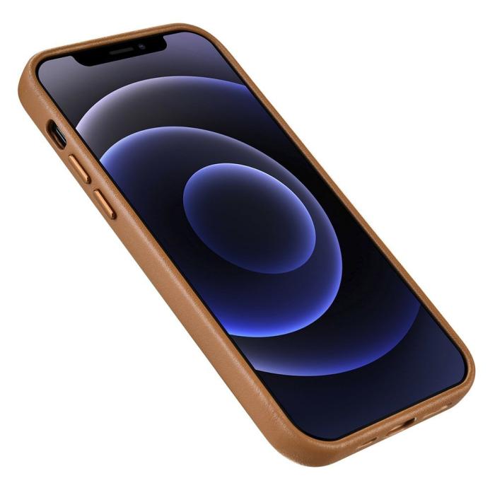 UTGATT1 - iCarer Äkta Läder Magsafe Skal iPhone 12 Mini - Brun