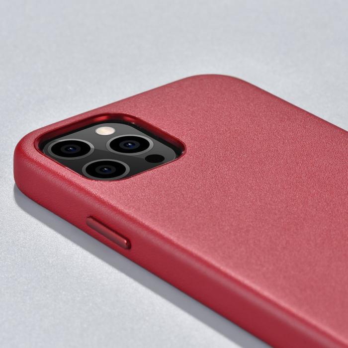 UTGATT1 - iCarer Äkta Läder Magsafe Skal iPhone 12 Mini - Röd