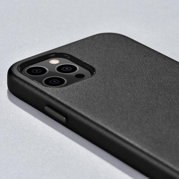 UTGATT1 - iCarer Äkta Läder Magsafe Skal iPhone 12 Mini - Svart