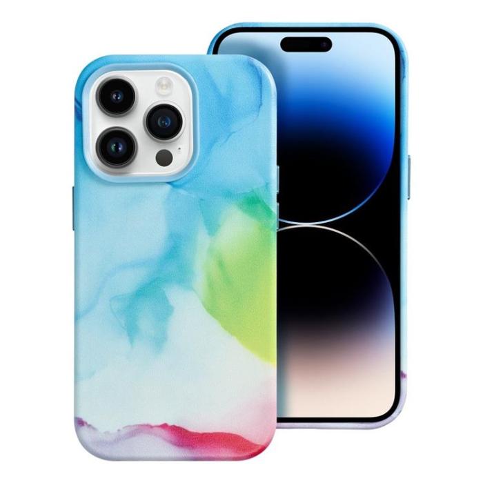 OEM - iPhone 14 Pro Magsafe Mobilskal Läder - Multicolor Splash