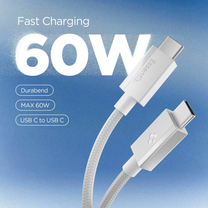 Spigen - Spigen USB-C till USB-C Kabel EB6015CC Essential 1.5m 60W - Vit