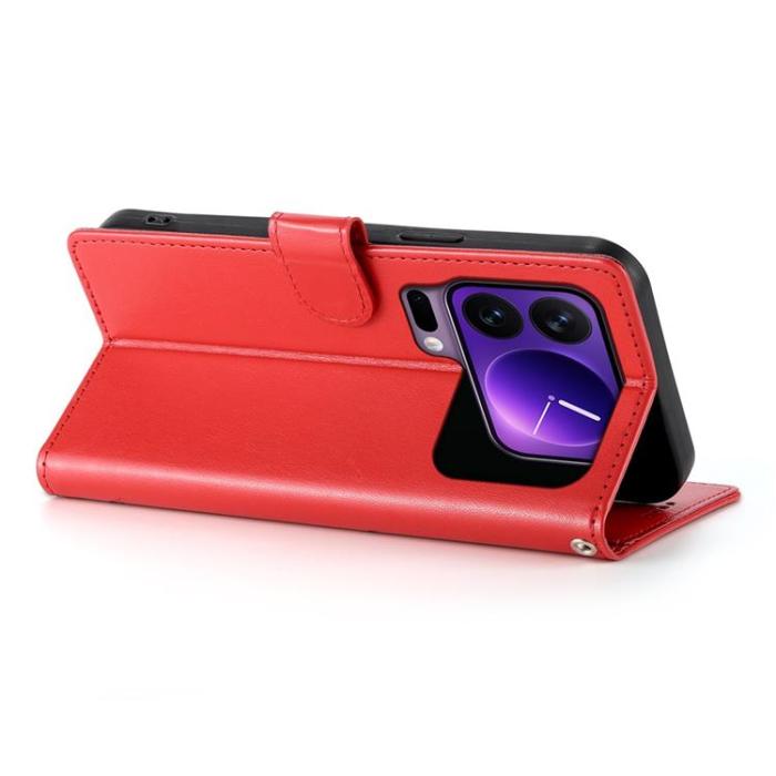 A-One Brand - Xiaomi 17 Pro Plånboksfodral Floral Imprint Med Handledsrem - Röd